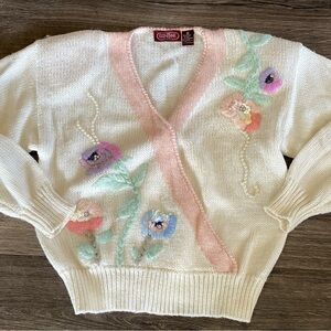 Vintage embellished wrap sweater size M
